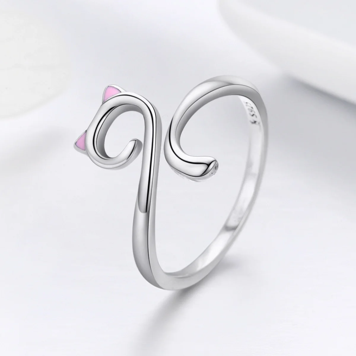 Hot Sale Authentic 925 Sterling Silver Cute Cat Nail Pussy Open Size Finger Ring for Women Party Ring Jewelry SCR341