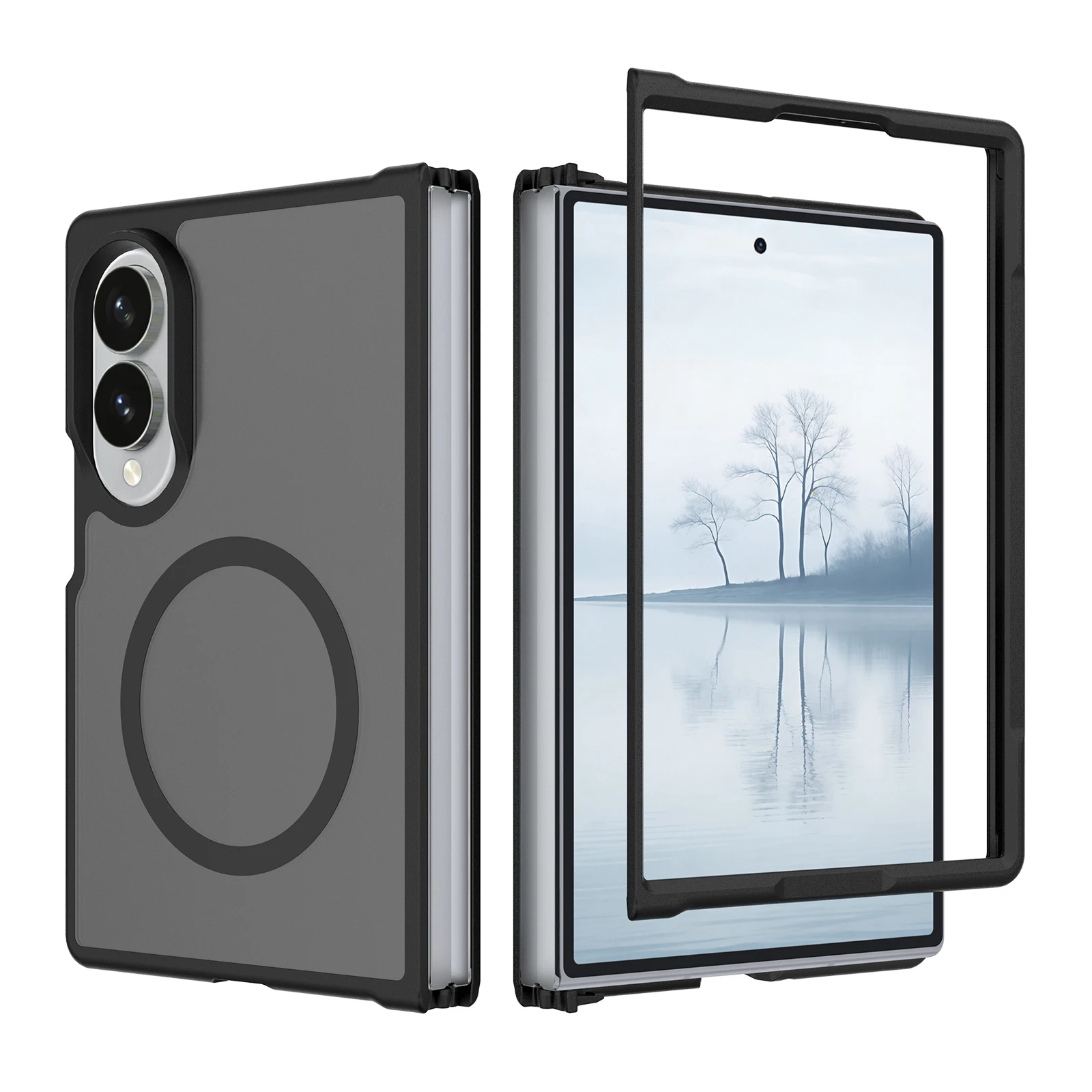 Matte Magnetic Phone Case for Samsung Galaxy Z Fold 8 7 6 TPU+PC Covers Support Wireless Charging Stylish Protections