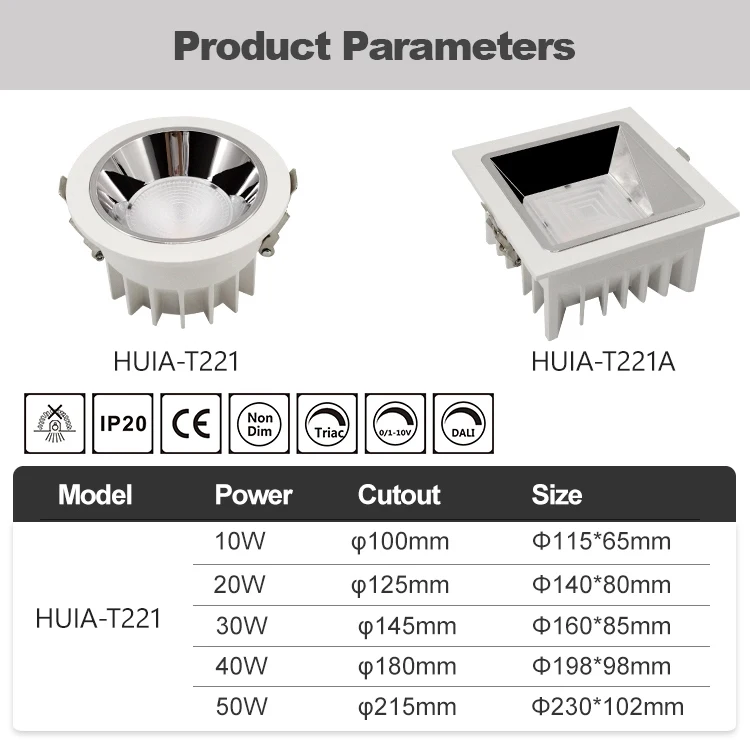 Customized Modern Round Indoor Ceiling LED Downlight Recessed Anti-Glare Dimmable Lamp with Aluminum Body