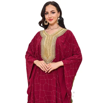 2024 Eid Arabic Prayer Clothes Ramadan Eid Red Abaya Luxury Evening Party Dress Turkey Islam Saudi Arabia Muslim Maxi Dresses