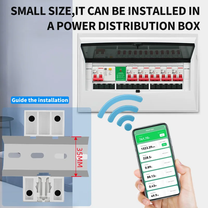 Peacefai Smart Life APP WiFi IoT Electric Power Analyzer 6 1 AC Wattmeter Ammeter Single Phase Kwh Meter Din Rail Energy Meters