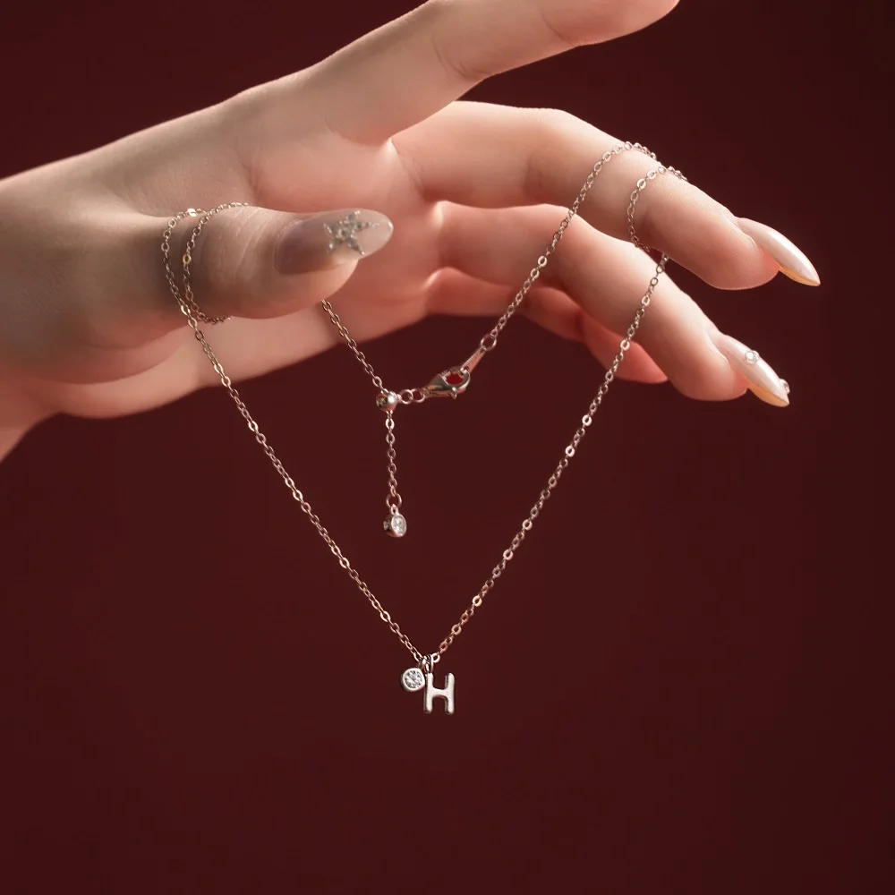 KAKODIY -H- Initial Pendant Necklace 925 Sterling Silver with 5A Cubic Zirconia 26 Monogram Monogram Jewelry for Women Gift detail 1