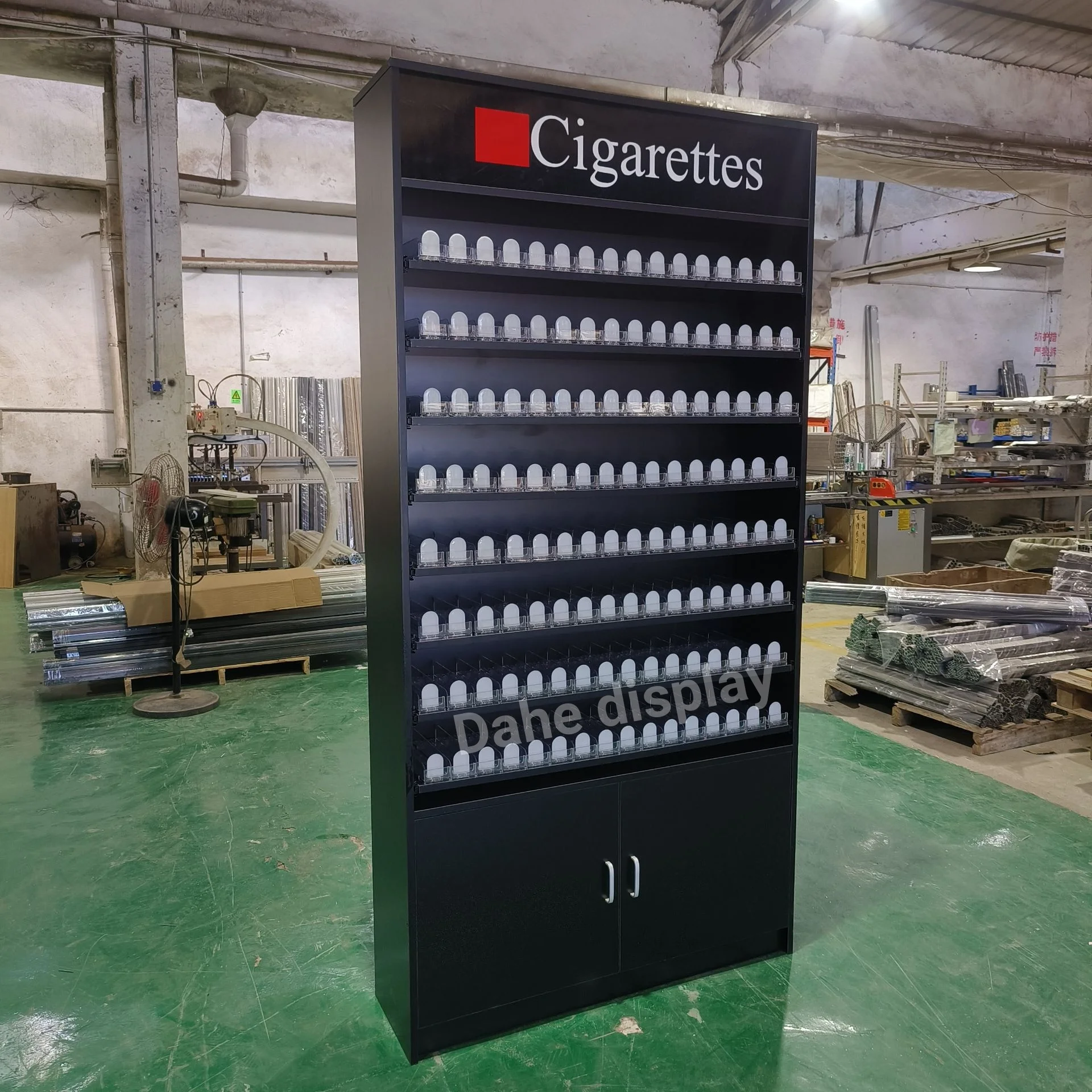 Cigarette case with Lighter Gas Station Stores Tobacco Shelf Display Cabinet Metal Cigarette Display Racks for Smoke Shop