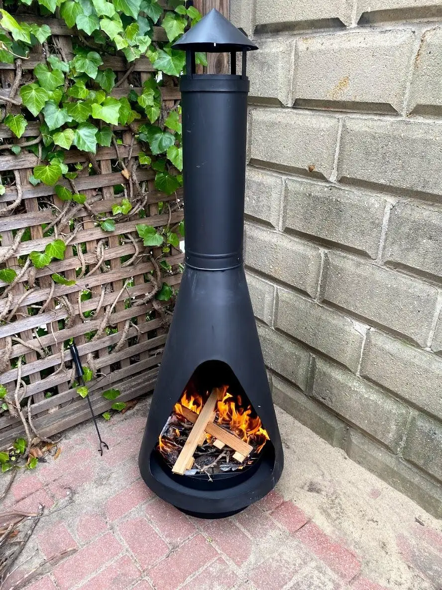 Patio Heater Cast Iron Outdoor Wood Burner 100cm Diameter Cast