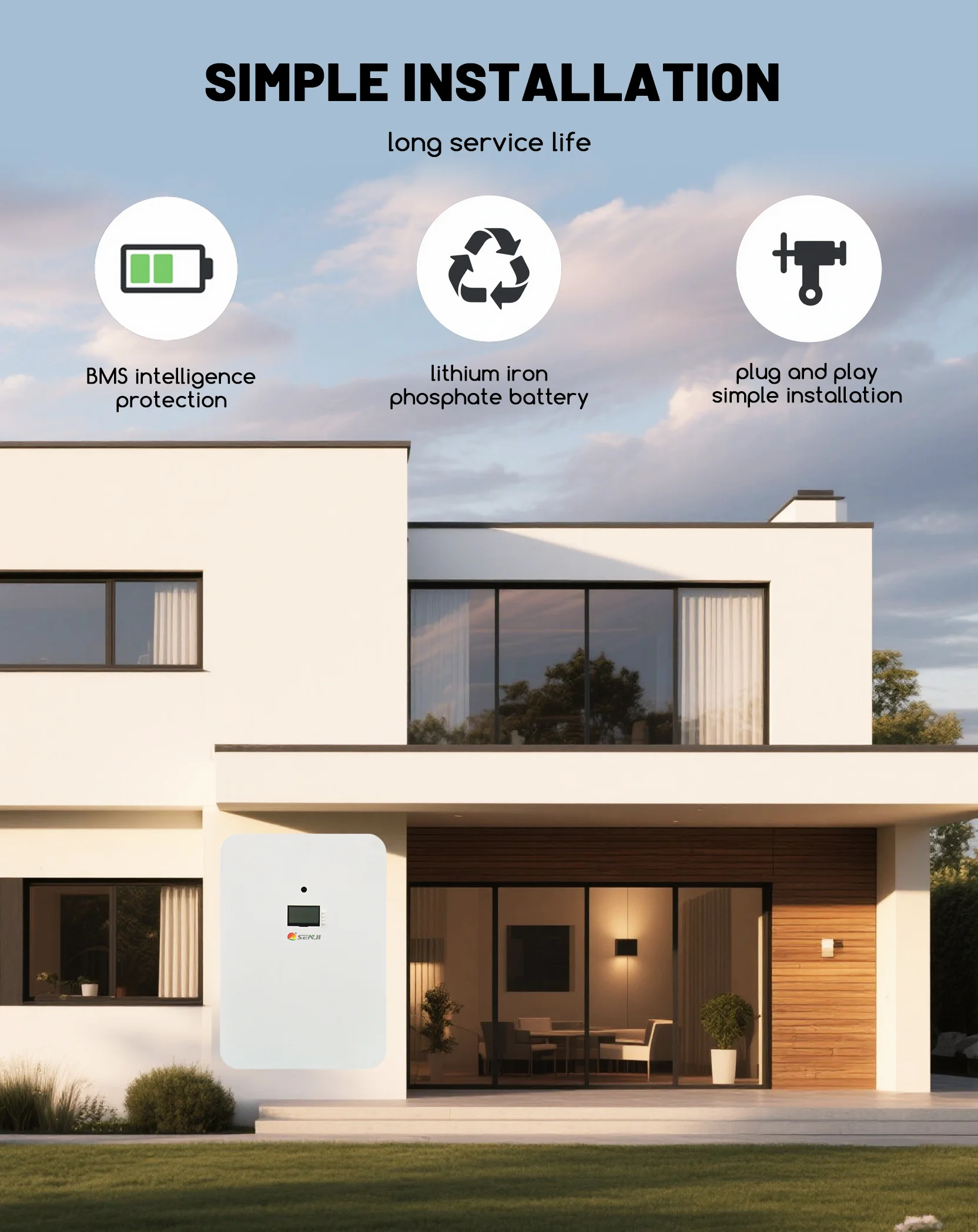 product wall mounted 5kwh solar power generation system with 512v 100ah lithium iron phosphate battery  connection can port-5