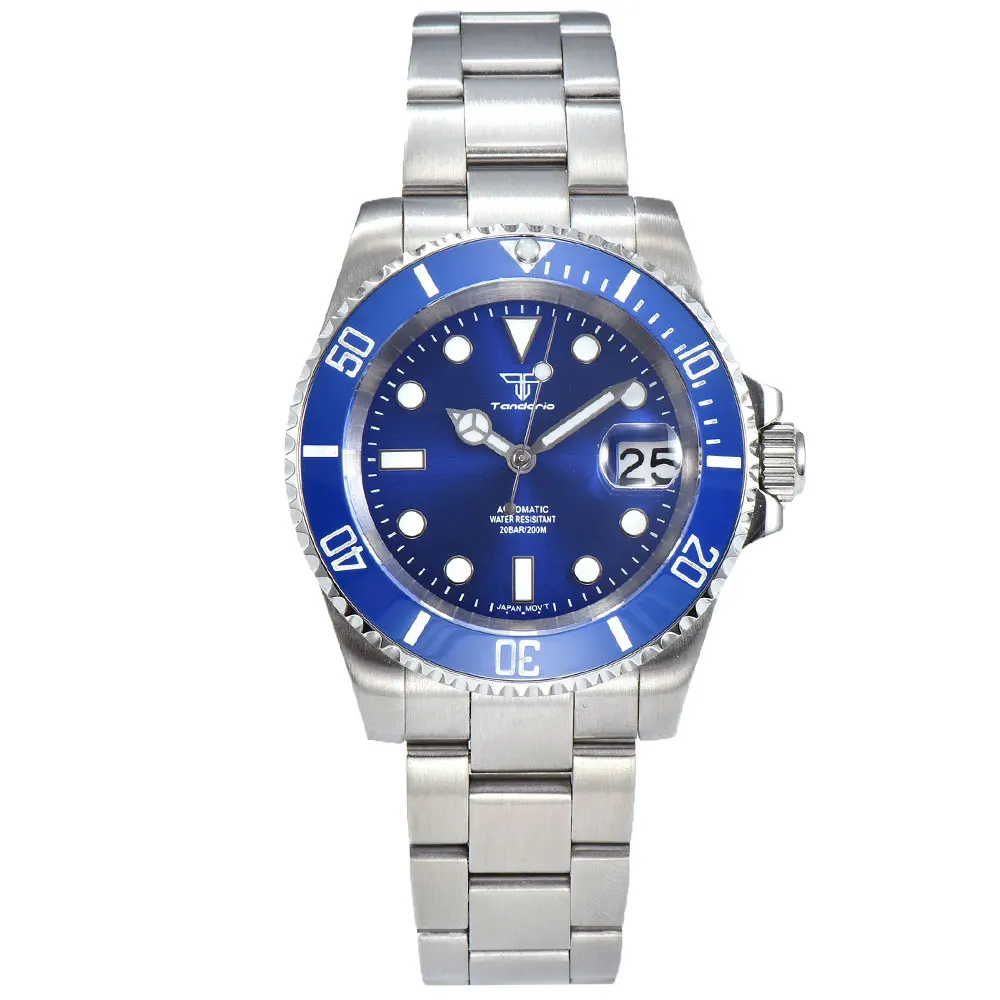 Tandorio 20bar Diving Watch 40mm Sub Sunburst Blue Dial Sapphire ...