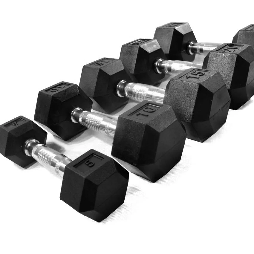 Professional Design Home Gym Hex Dumbbell Set 5kg 7.5kg 10kg 20kg Weights Rubber Coated Cast Iron and Steel Hexagon Dumbbells