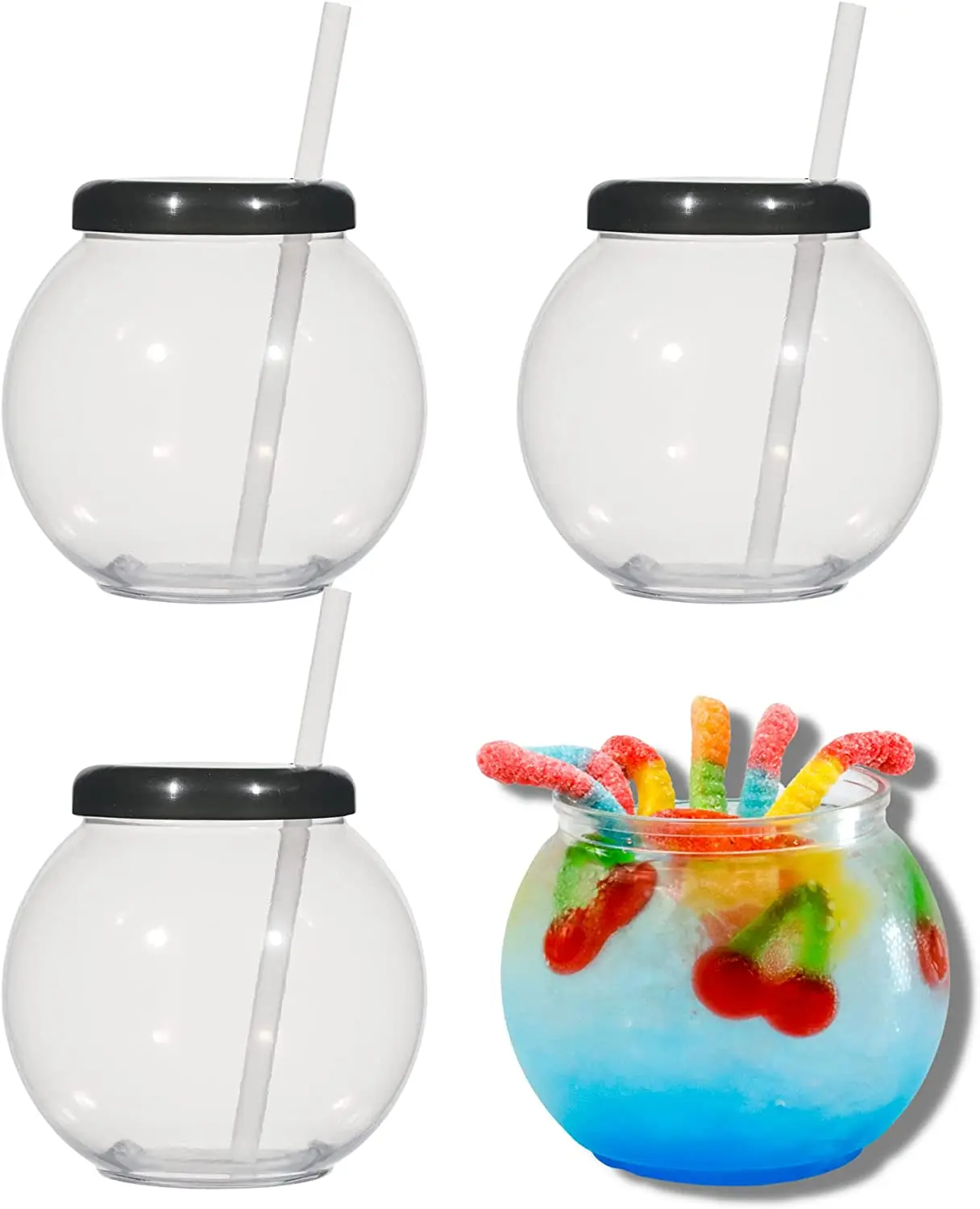 24oz/42oz Fish Bowl Cocktail Glass Slush Yard Cup Plastic Fishbowl
