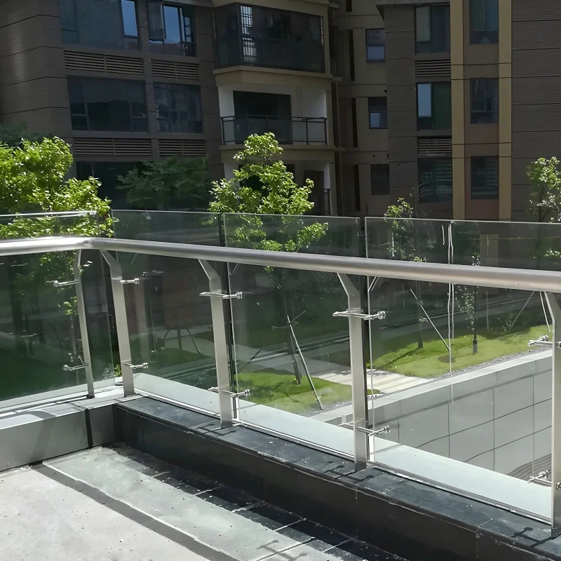 Stainless Steel Glass Railing for Modern Homes - Clear Balcony Rails with Minimalist Post & Handrail supplier
