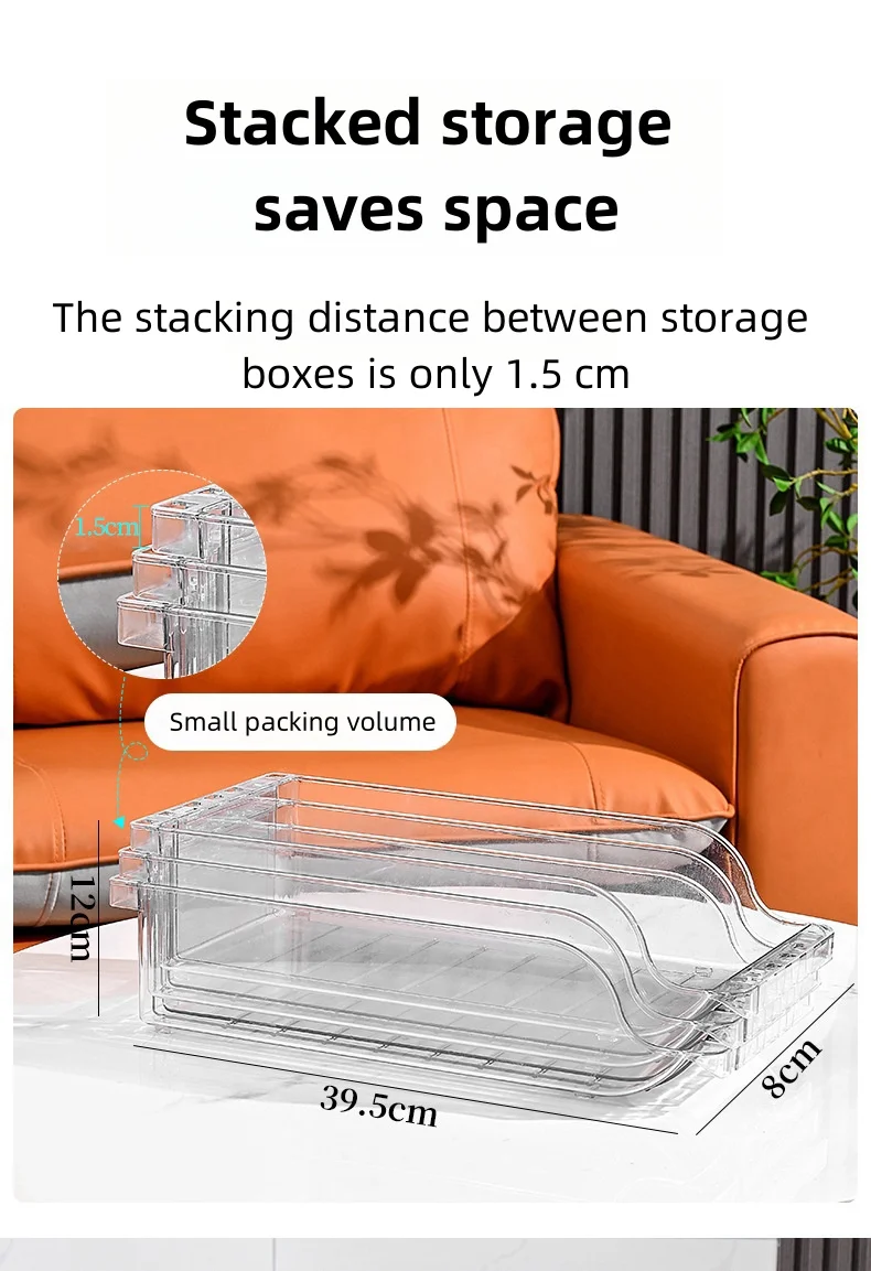 expandable refrigerator food storage box stackabletransparent plastic organizer with adjustable width for home organization-3