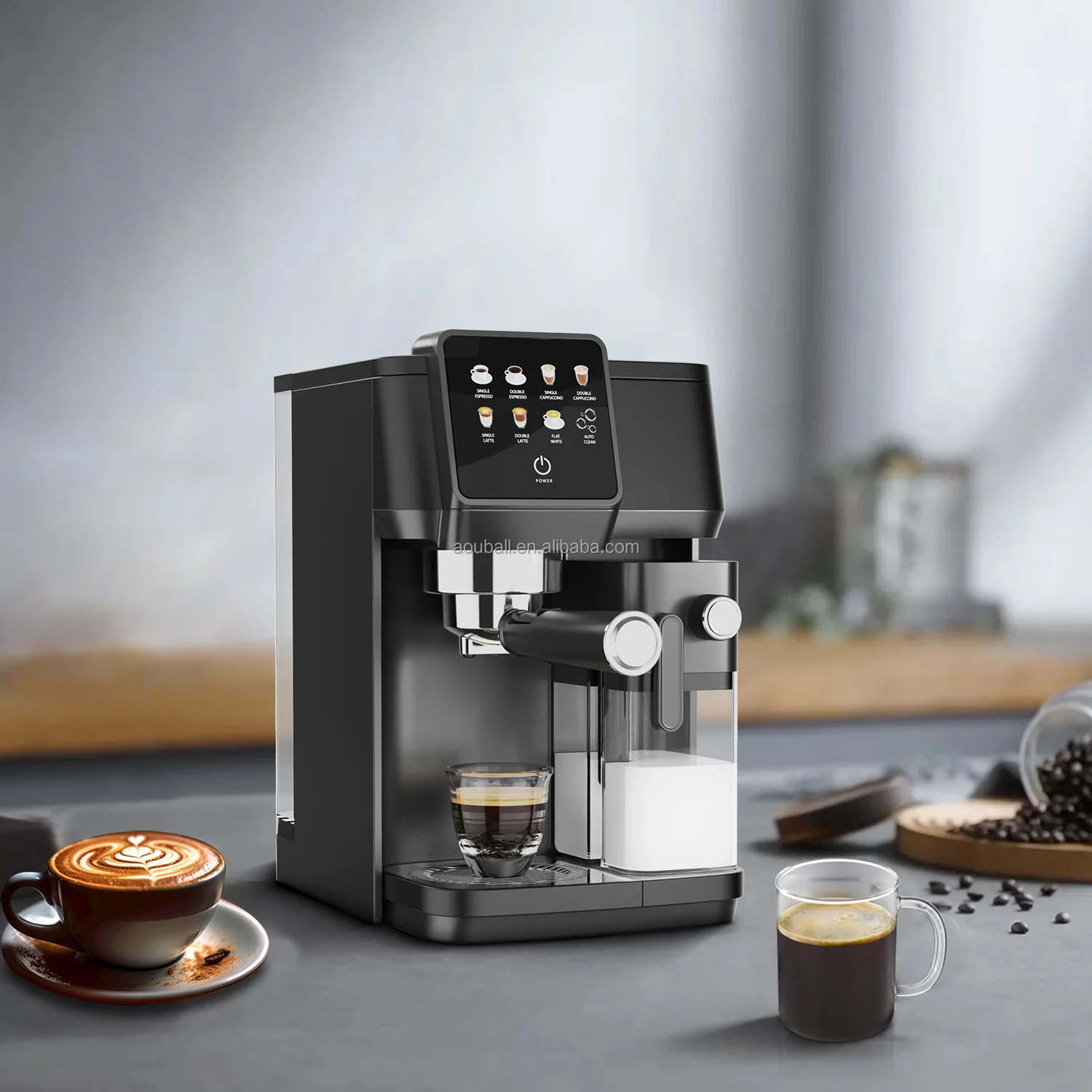 European Modern 700ml Electric Coffee Maker with High Quality Stainless Steel Milk Frother Machine Household Brewer System