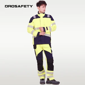 Cheap Oil&gas Electrical Fire Resistant Work Clothes Jacket Pants Reflective Hi Vis Safety Suits