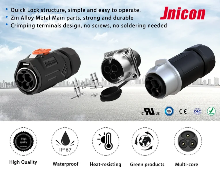 Jnicon Ip67 3pin Mj32 Metal Power Waterproof Connector 80a High Current ...