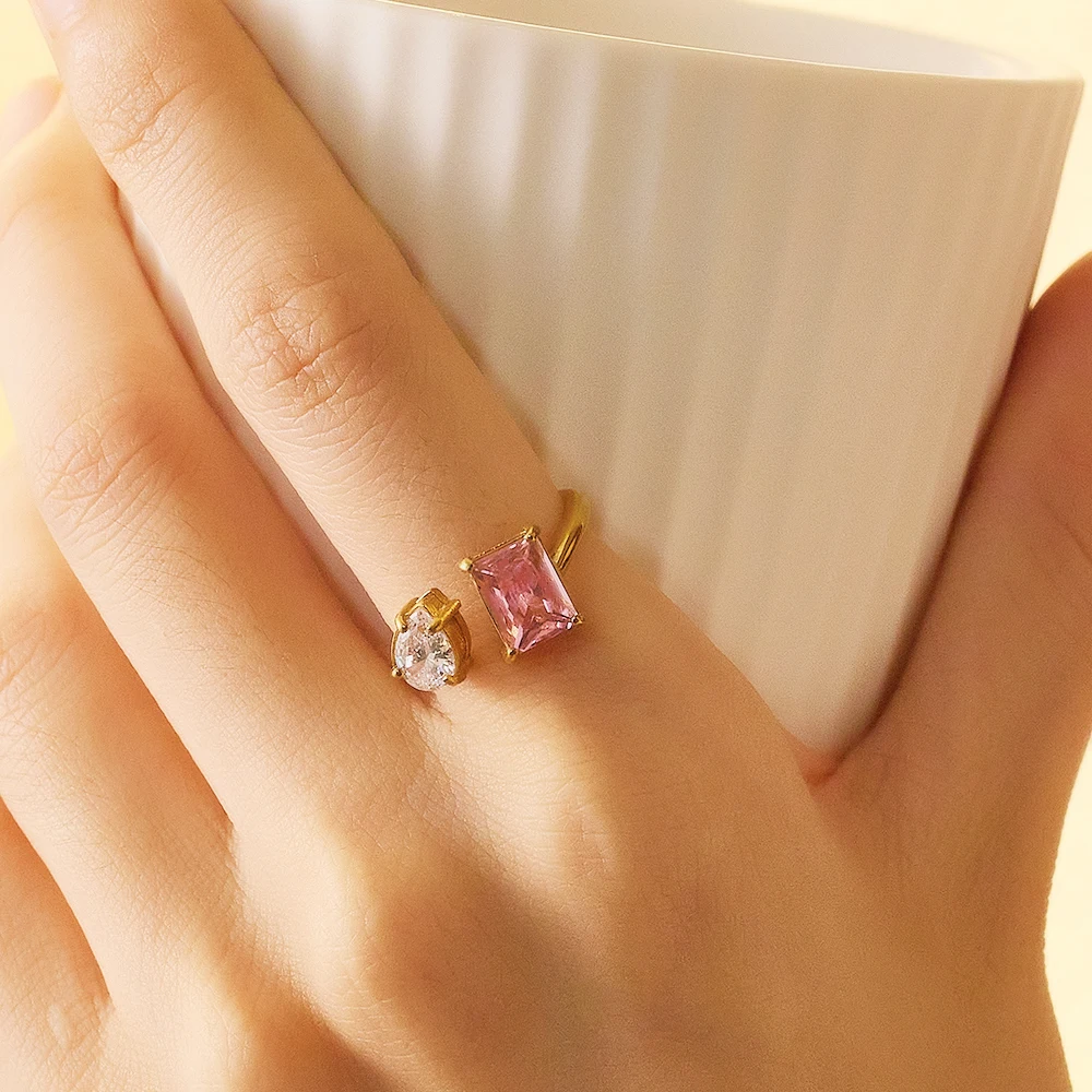 Custom 18k Gold Plated Waterproof Cubiczirconia Crystal Stainless Steel