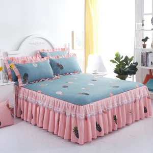 Wholesale Factory Price Luxury Floral Printed Bed Sheets Set  Bedding Set Home Bed Skirt Set