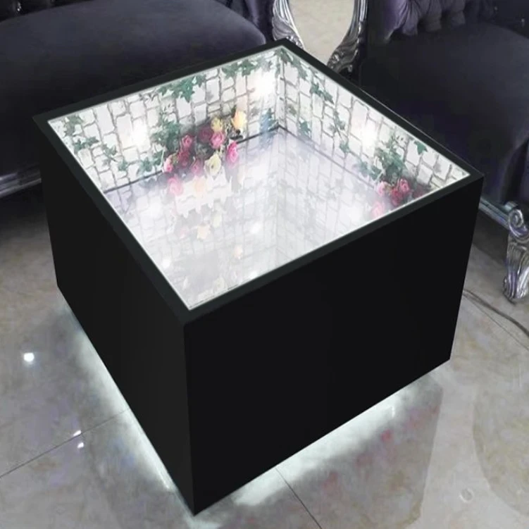 バーファニチャー インフィニティテーブル 発光トンネルミラー 錯視