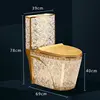 Model b white base with gold floral toilet-300mm hole distance