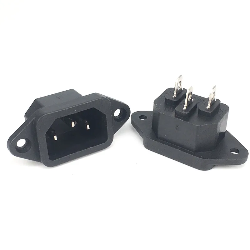 C14 Power Socket 10A 250V 3pins IEC320 C14 Male Power Socket Snap in Connector Electric Inlet With Screw Fixing Hole for PDU UPS