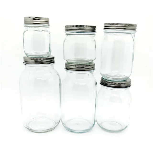 Glass Mayo Jar 4 Oz 8oz 12 Oz 16 Oz 32 Oz 300ml Glass Mason Jar With Metal Lid Wide Mouth