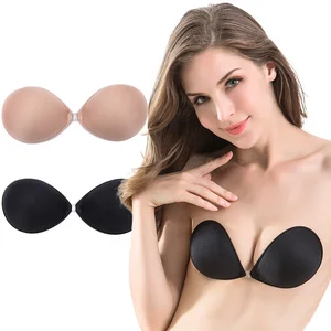 Hot Selling Women Strapless Front Buckle Invisible Silicone Bras Push up Sticky Bra