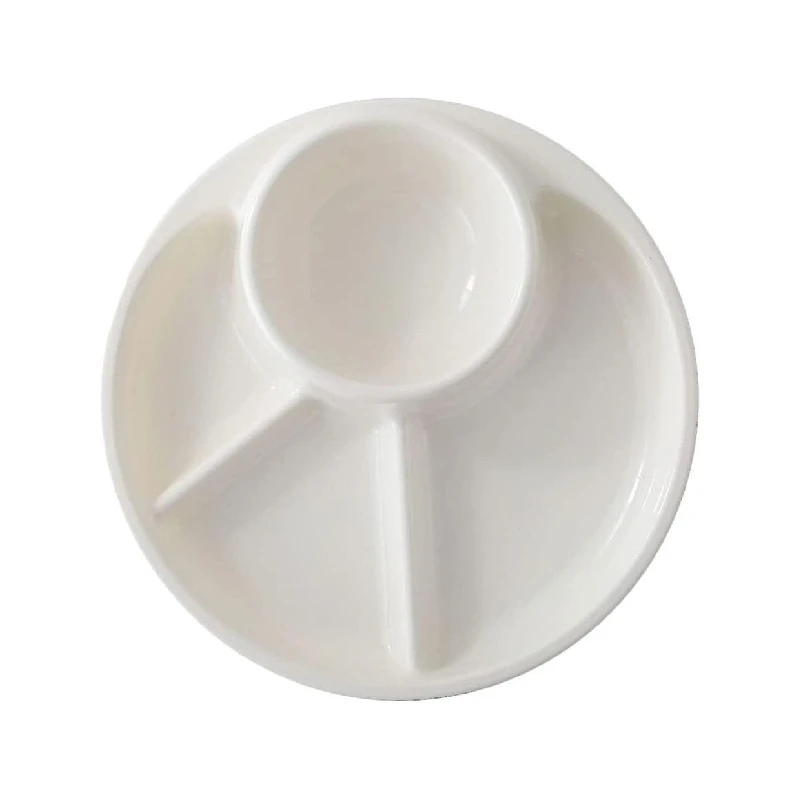 Elegant Round Shaped 4 Compartment Appetizer Portion Serving Tray Control Plate