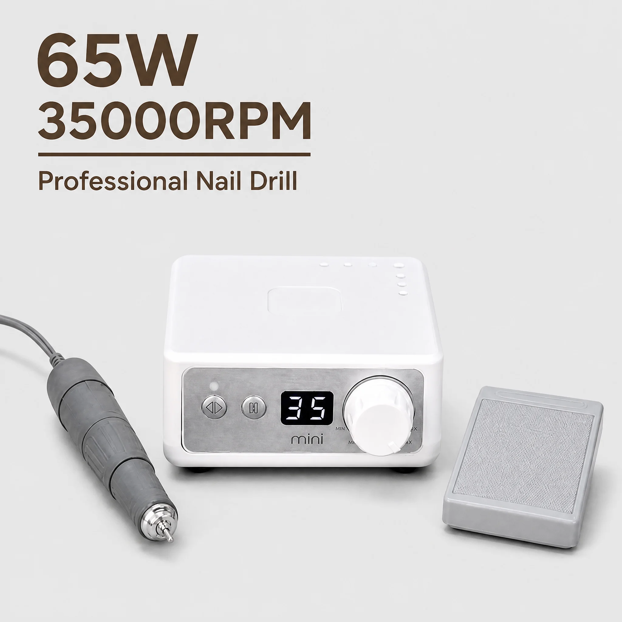 Portable Electric Nail File 45000rpm Handpiece 65W Nail Drill with LCD Screen for Manicure Pedicure Jewelry DIY Engraving