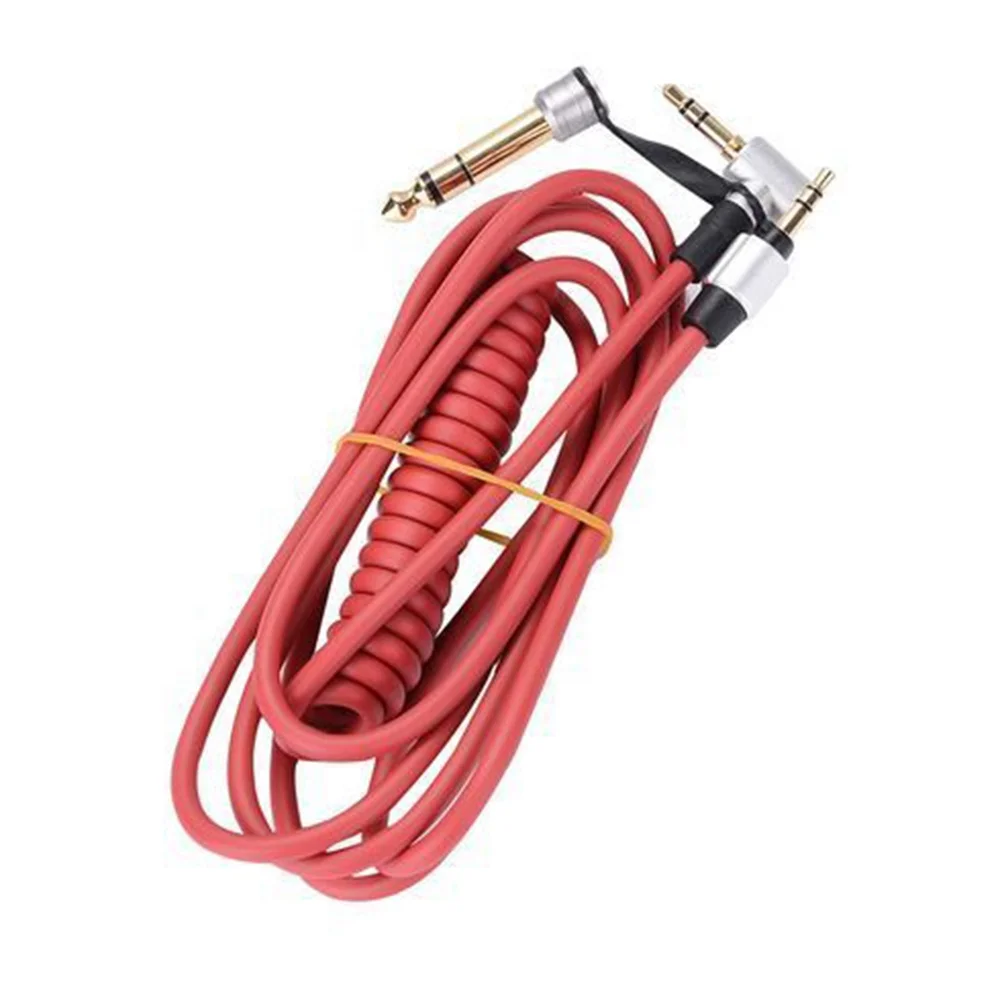 3.5mm Interface Plug Spring Extension Audio Cable With 6.5mm Adapter Aux Cord Replacement for Beat Solo Pro Headphone Headset