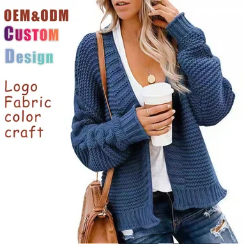 Customized 2025 Bestseller New Fashion Fall Winter Sweater Women's Knit Cardigan Autumn Fashion  Women Ribbed Acrylic Clothing
