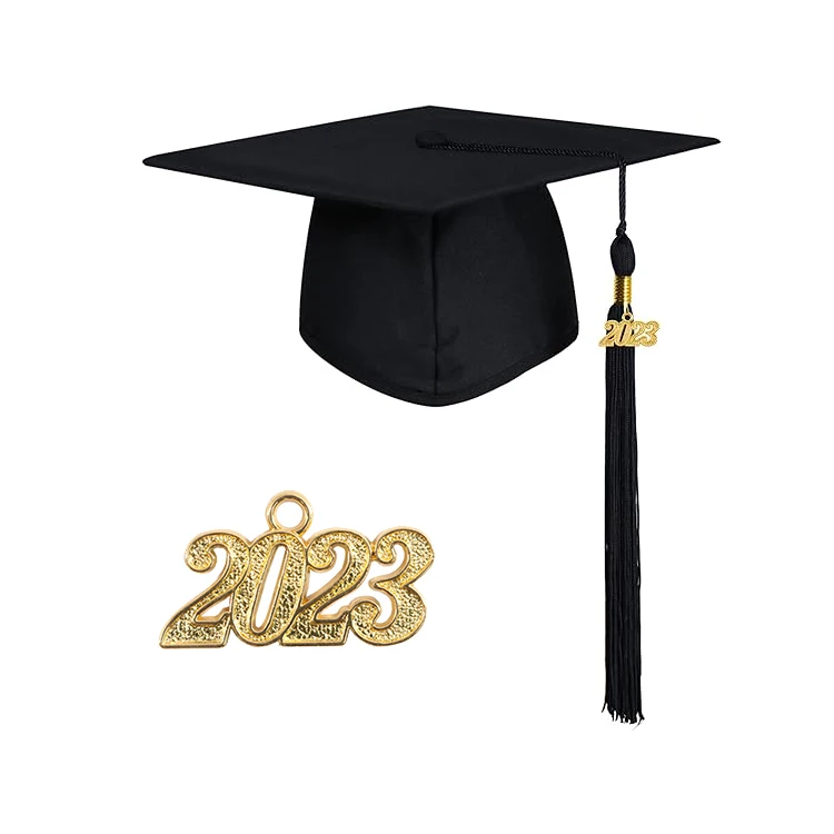 Wholesale Custom Elastic University Graduation Cap Adult Matte Black Graduation Hats Caps and Tassel
