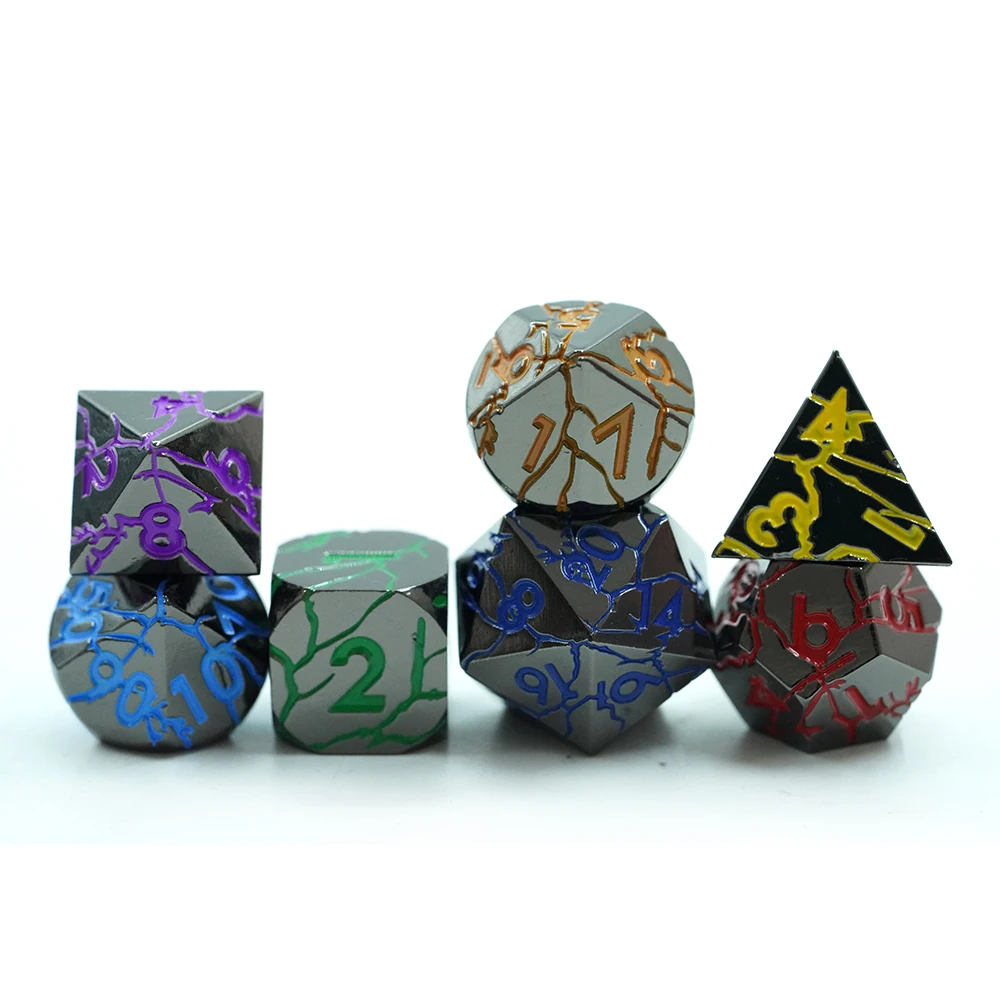 Conjunt de 7 Daus RPG Arc de Sant Martí Vores Rectes Polièdrics per a Dungeons and Dragons