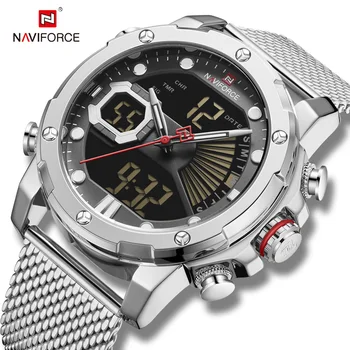 NAVIFORCE 9172 Luxury Brand Big Dial Sport Watches Mens Chronograph Quartz Wristwatch Date Male Clock Stainless Steel Men Watch
