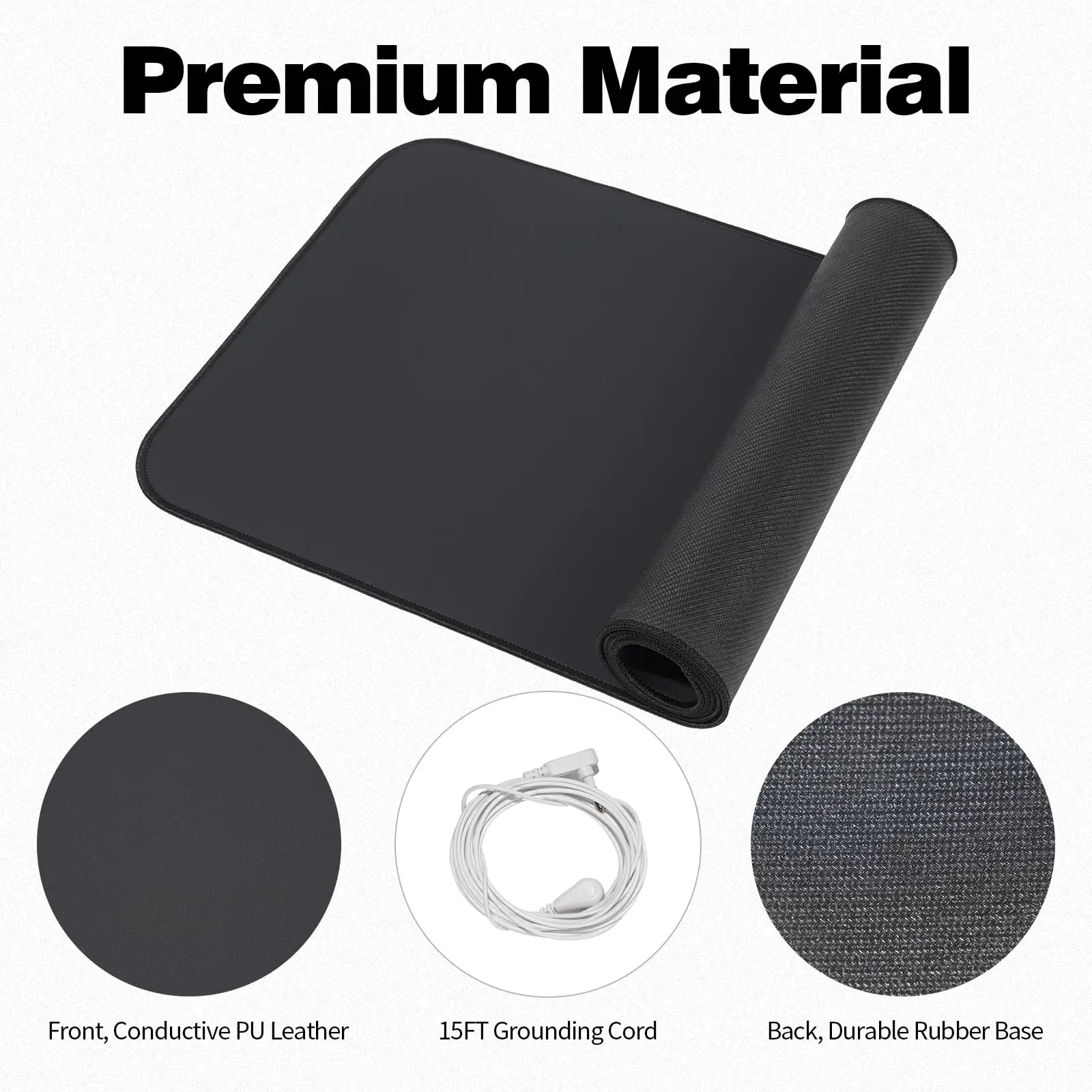 Grounding Mat for Improved Sleep Energy Health, No-Slip Grounded Pad for MagneticTherapy, Earthing Mat Connected Conductive Mat