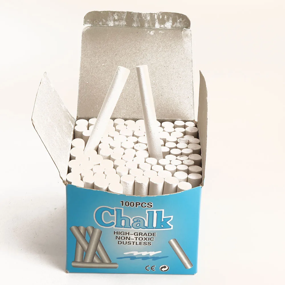 Study Time 100pcs Dustless Chalks Sidewalk Chalk White Support Custom Packaging