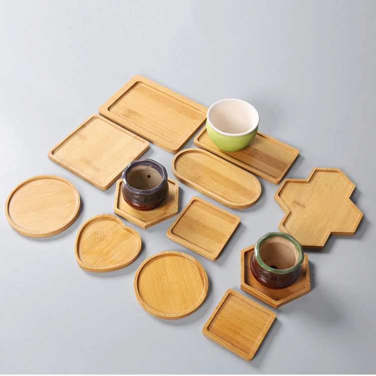 Custom Bamboo Plant Saucer Round Plant Pot Tray for Succulent Planters Indoor Outdoor Planters