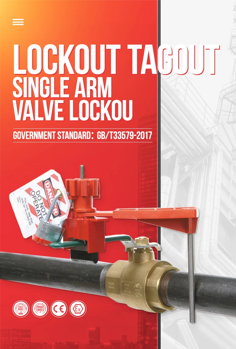 Universal Safety Ball Valve Lockouts With Single Arm For Quarterturn