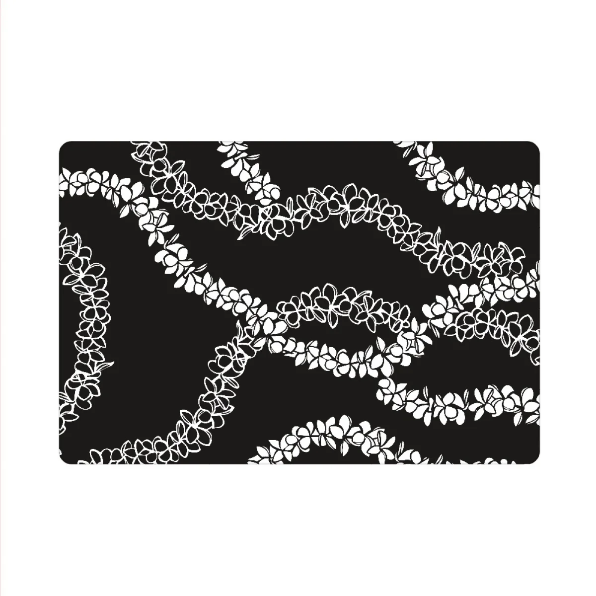 Custom Rectangular Thin-Style Floor Mat Pop Art Waves With Three Puakenikeni Strands Print on Demand Rubber Material Floor Mat