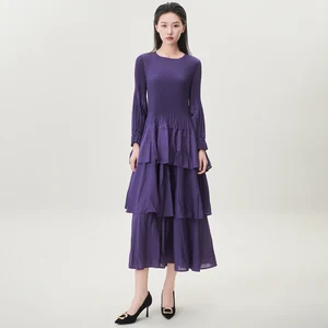 2025 Autumn New Style Women's Elegant Dress Factory Wholesale Design Cake Dress Miyake Pleated Dress Party Dress
