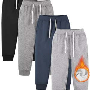 Custom Casual Plush Knitted Boys Pants Ripped Baggy Cotton Kids Wear Fleece Pants Sweatpants for Kids