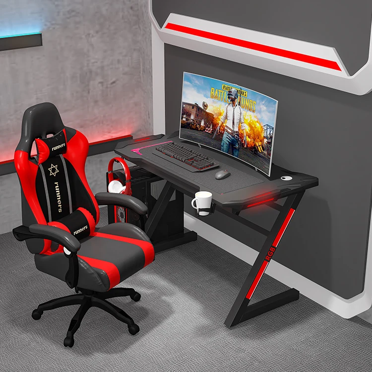 
Оптовая продажа, Высококачественная современная мебель для дома, RGB-подсветка, компьютерный стол, игровой стол 