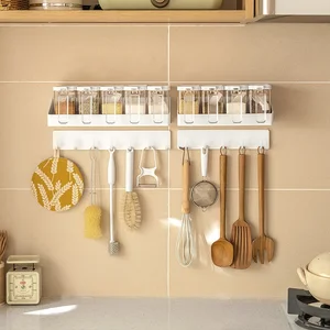 Multi-Functional Wall-Mounted Kitchen Rack Punch-Free Plastic Condiment and Utensil Holder for Shovel and Spoon Storage
