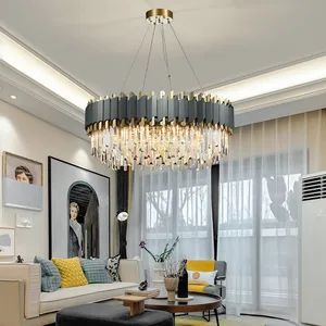 Modern Luxury Simple Nordic Design Postmodern Crystal Chandelier New Personality Adjustable Height for Living Room Rectangle