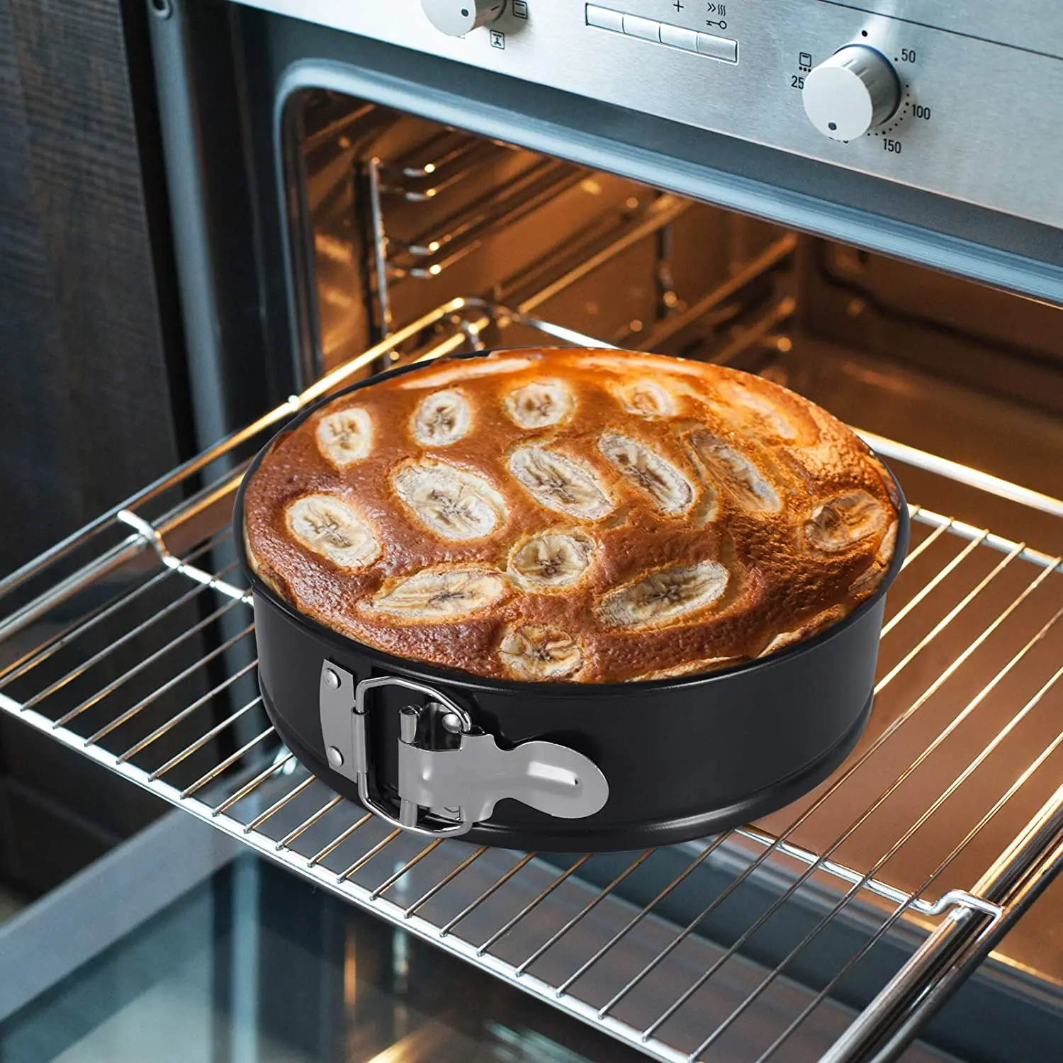 Set of 3pcs Round Non-Stick Carbon Steel Cake Moulds Springform Pan for Baking Microwave Oven Safe Bakeware for Cooking