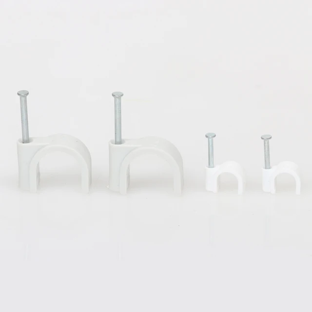 White Plastic Electric Circle Cable Clip with Nails