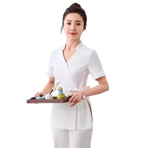 Women Short Sleeve Scrubs Wholesale Cosmetic Dentistry Skin Management Health Massage Club Physiotherapist Uniforms