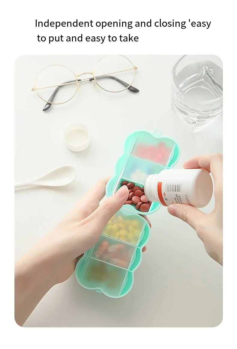 Portable 6-compartment pill storage box Large capacity mini travel compact sealed box supplier