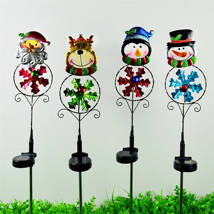 Lumières De Jardin Solaires De Noël - Lot 5 Piquets (bonhomme De Neige/renne), étanches, éclairage Automatique - 8