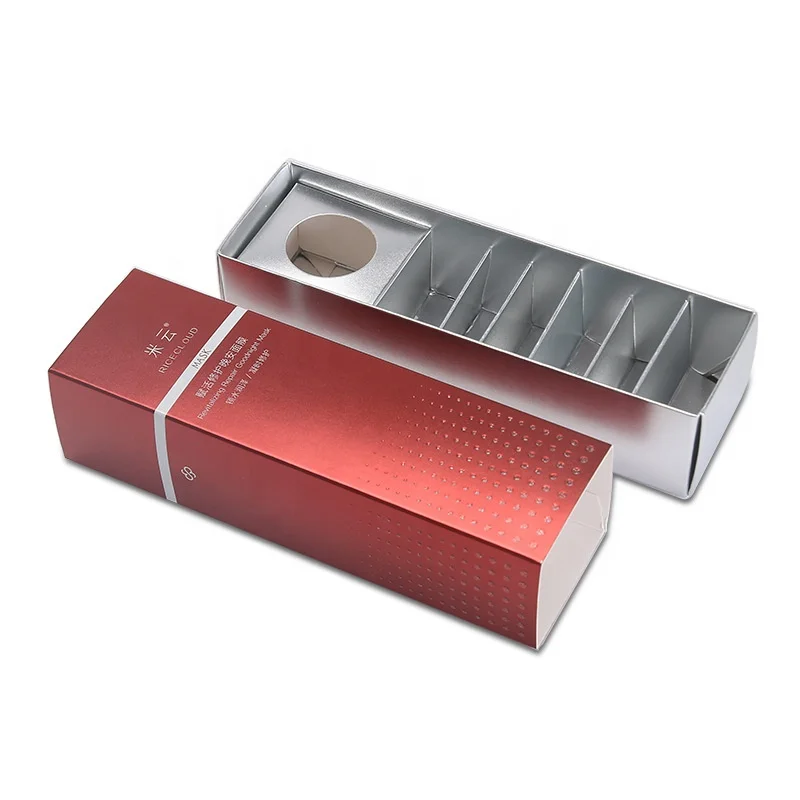 Recycled cosmetic silver paper make up cosmetic skin care face packaging box