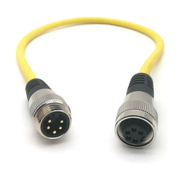 Waterproof industrial 7/8'' straight male to female power connector molded double ended cables