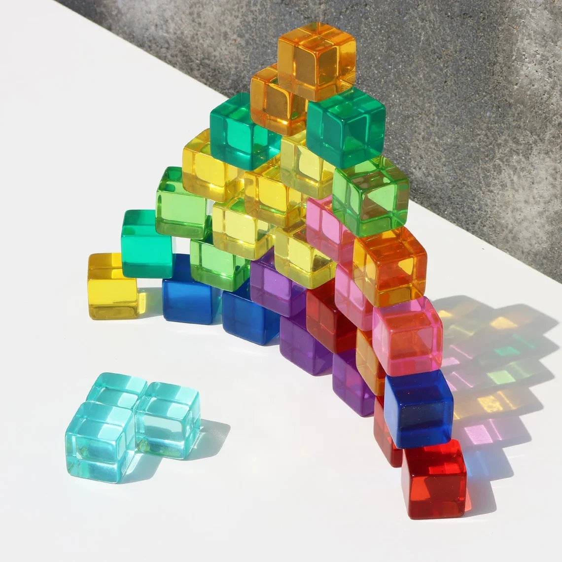 Neon Acrylic Cubes Blocks Smooth Appearance Baby Learn Color Light Shadow Stacking Toys Building Blocks Bright Clear Block