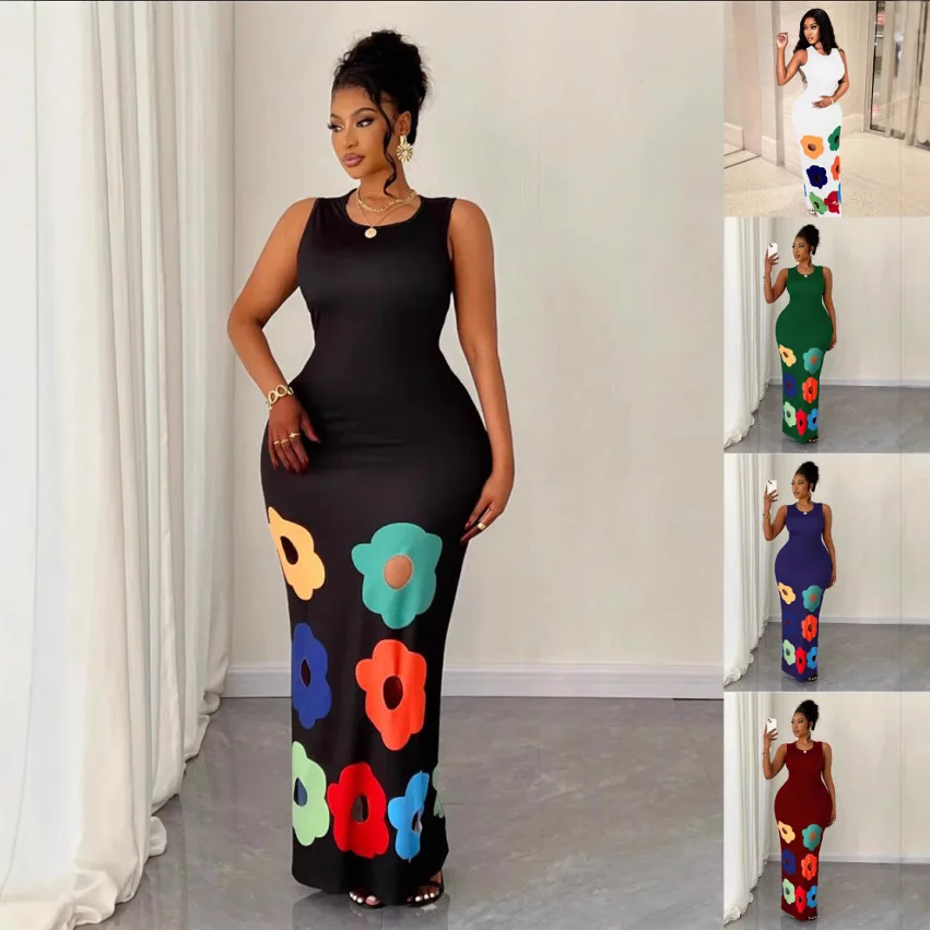 Summer New Women Clothing Ladies Elegant Fashion Round Neck Sleeveless Color Matching Ho